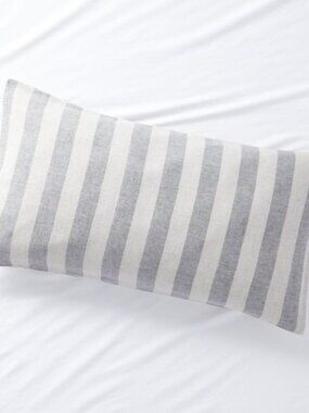 Crate and Barrel NEW Jackie Stripe Linen Grey King Sham by Leanne Ford